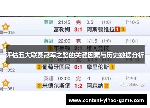 评估五大联赛冠军之路的关键因素与历史数据分析
