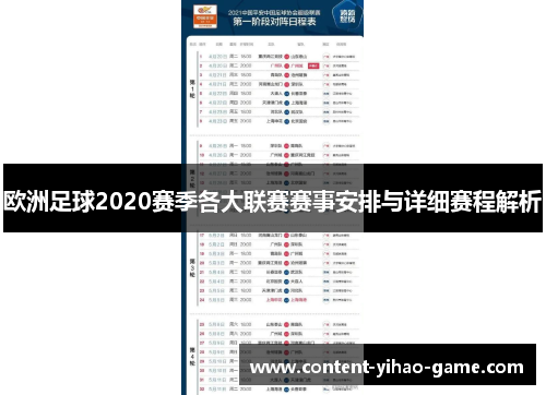 欧洲足球2020赛季各大联赛赛事安排与详细赛程解析